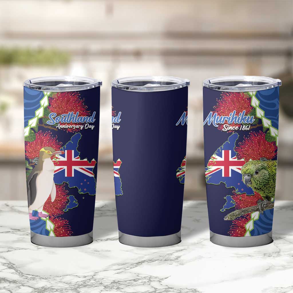 Southland Anniversary Day Tumbler Cup Murihiku 1861 Maori Bird Mix Pohutukawa
