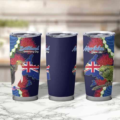 Southland Anniversary Day Tumbler Cup Murihiku 1861 Maori Bird Mix Pohutukawa