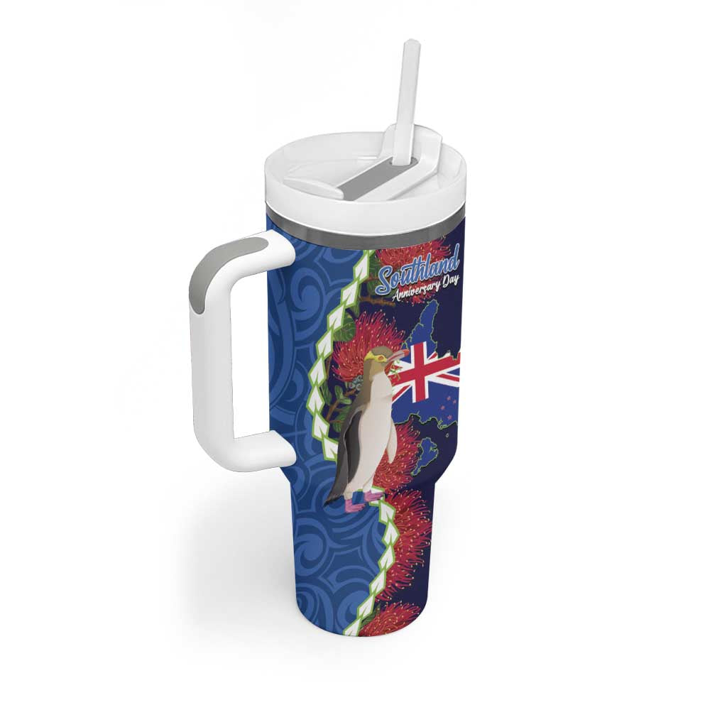 Southland Anniversary Day Tumbler With Handle Murihiku 1861 Maori Bird Mix Pohutukawa