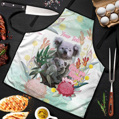 Koala Australia Mother's Day Personalised Apron Love ya Heaps Mum Watercolor