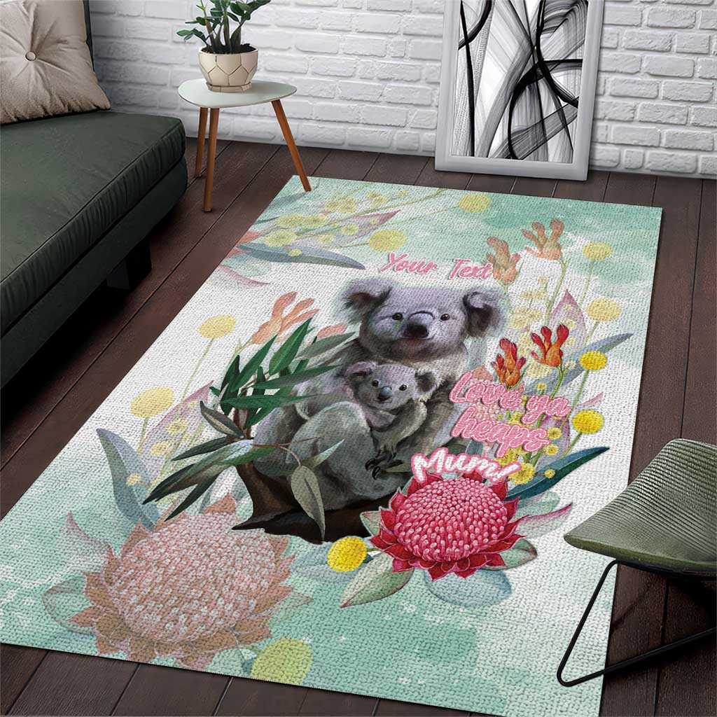 Koala Australia Mother's Day Personalised Area Rug Love ya Heaps Mum Watercolor
