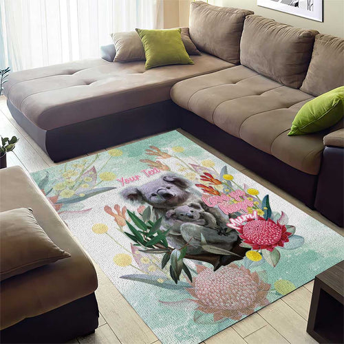 Koala Australia Mother's Day Personalised Area Rug Love ya Heaps Mum Watercolor