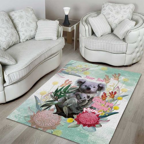 Koala Australia Mother's Day Personalised Area Rug Love ya Heaps Mum Watercolor