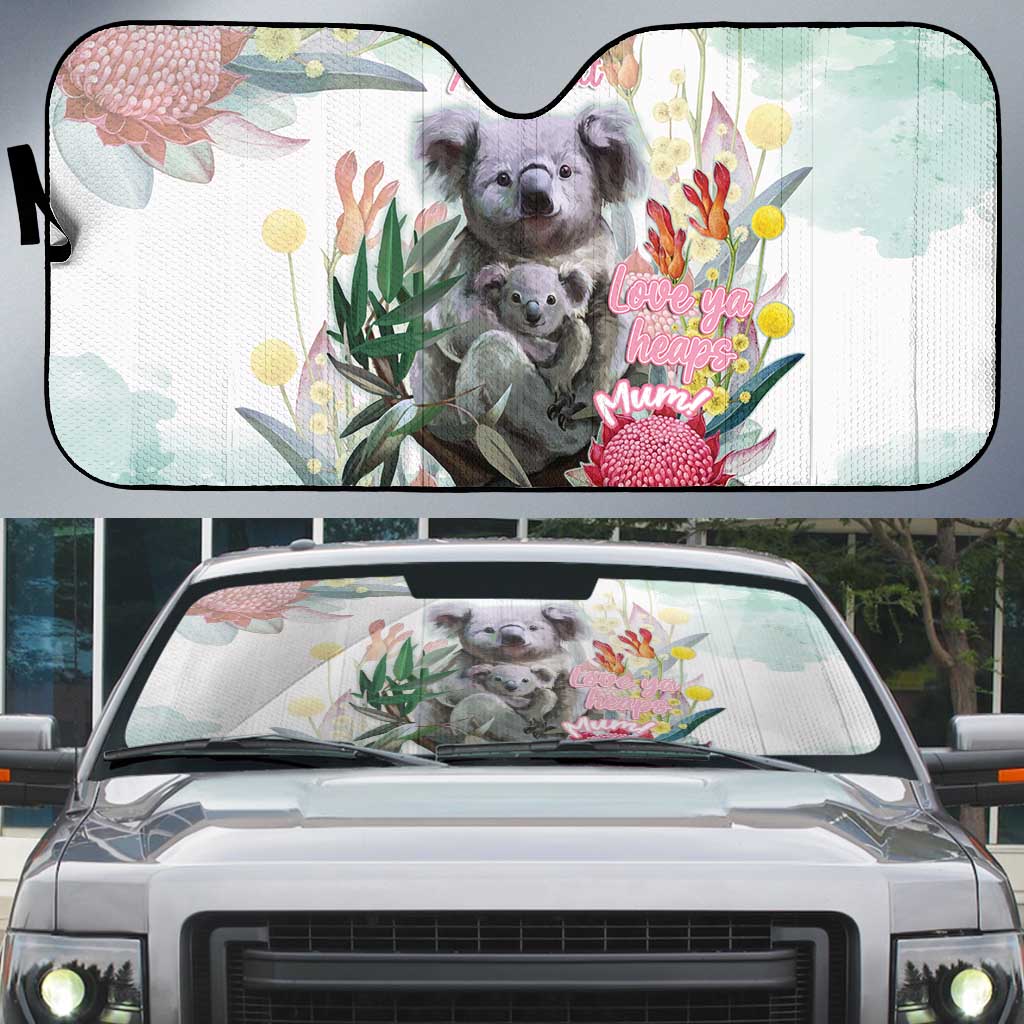 Koala Australia Mother's Day Personalised Auto Sun Shade Love ya Heaps Mum Watercolor