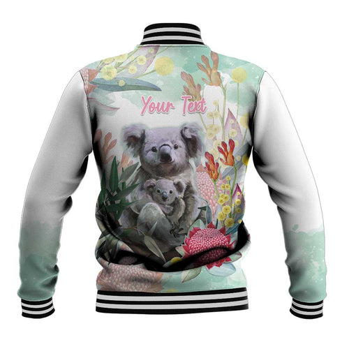 Koala Australia Mother's Day Personalised Baseball Jacket Love ya Heaps Mum Watercolor