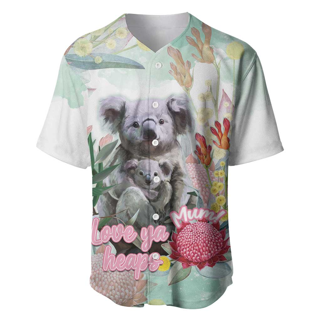 Koala Australia Mother's Day Personalised Baseball Jersey Love ya Heaps Mum Watercolor
