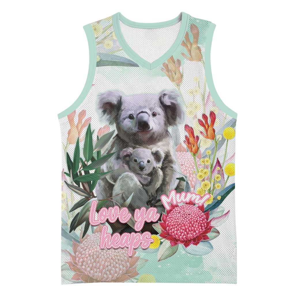 Koala Australia Mother's Day Personalised Basketball Jersey Love ya Heaps Mum Watercolor