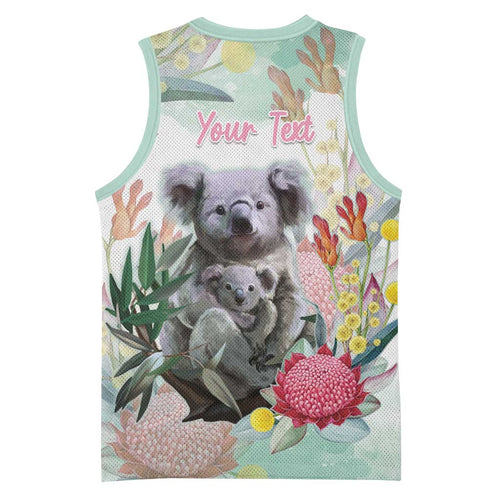 Koala Australia Mother's Day Personalised Basketball Jersey Love ya Heaps Mum Watercolor