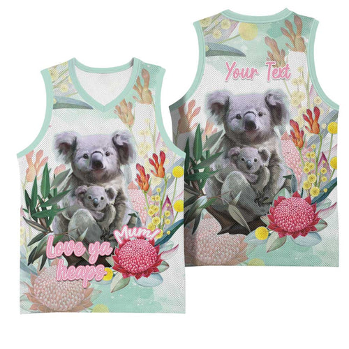 Koala Australia Mother's Day Personalised Basketball Jersey Love ya Heaps Mum Watercolor