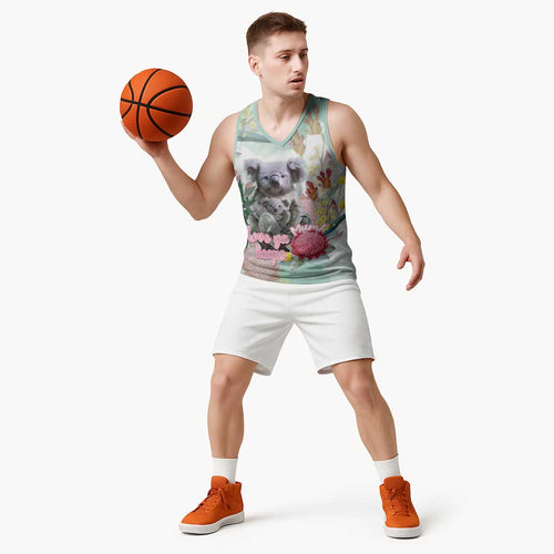 Koala Australia Mother's Day Personalised Basketball Jersey Love ya Heaps Mum Watercolor
