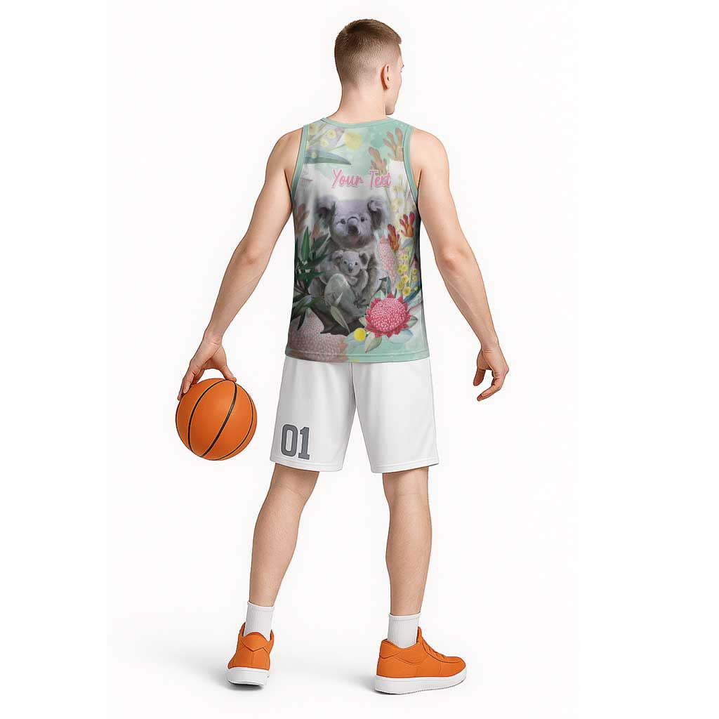 Koala Australia Mother's Day Personalised Basketball Jersey Love ya Heaps Mum Watercolor