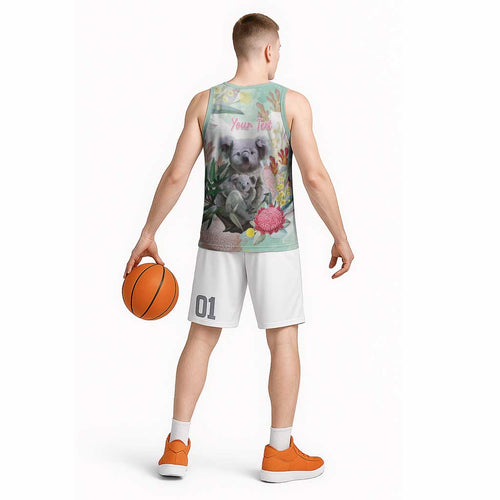 Koala Australia Mother's Day Personalised Basketball Jersey Love ya Heaps Mum Watercolor