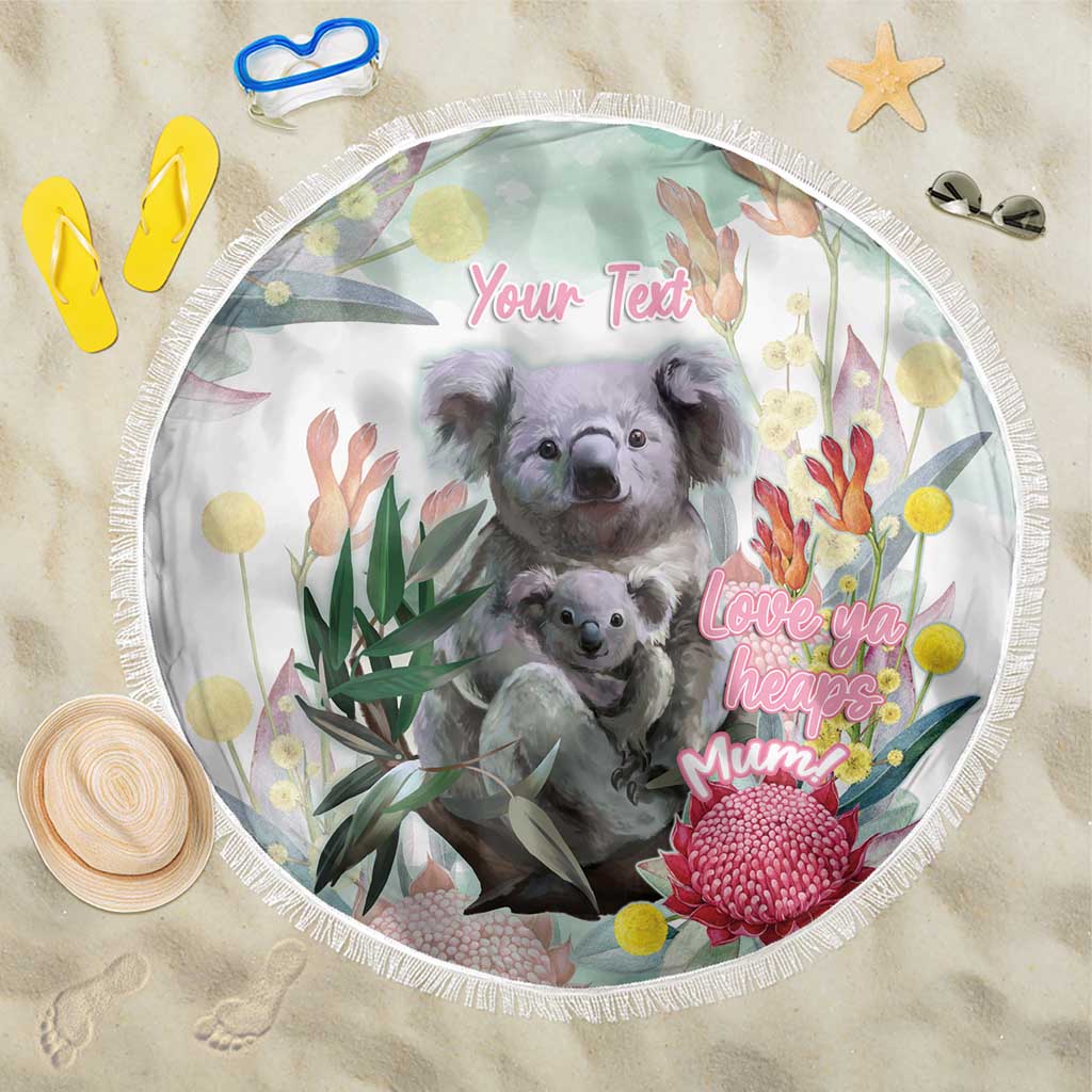 Koala Australia Mother's Day Personalised Beach Blanket Love ya Heaps Mum Watercolor
