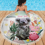 Koala Australia Mother's Day Personalised Beach Blanket Love ya Heaps Mum Watercolor