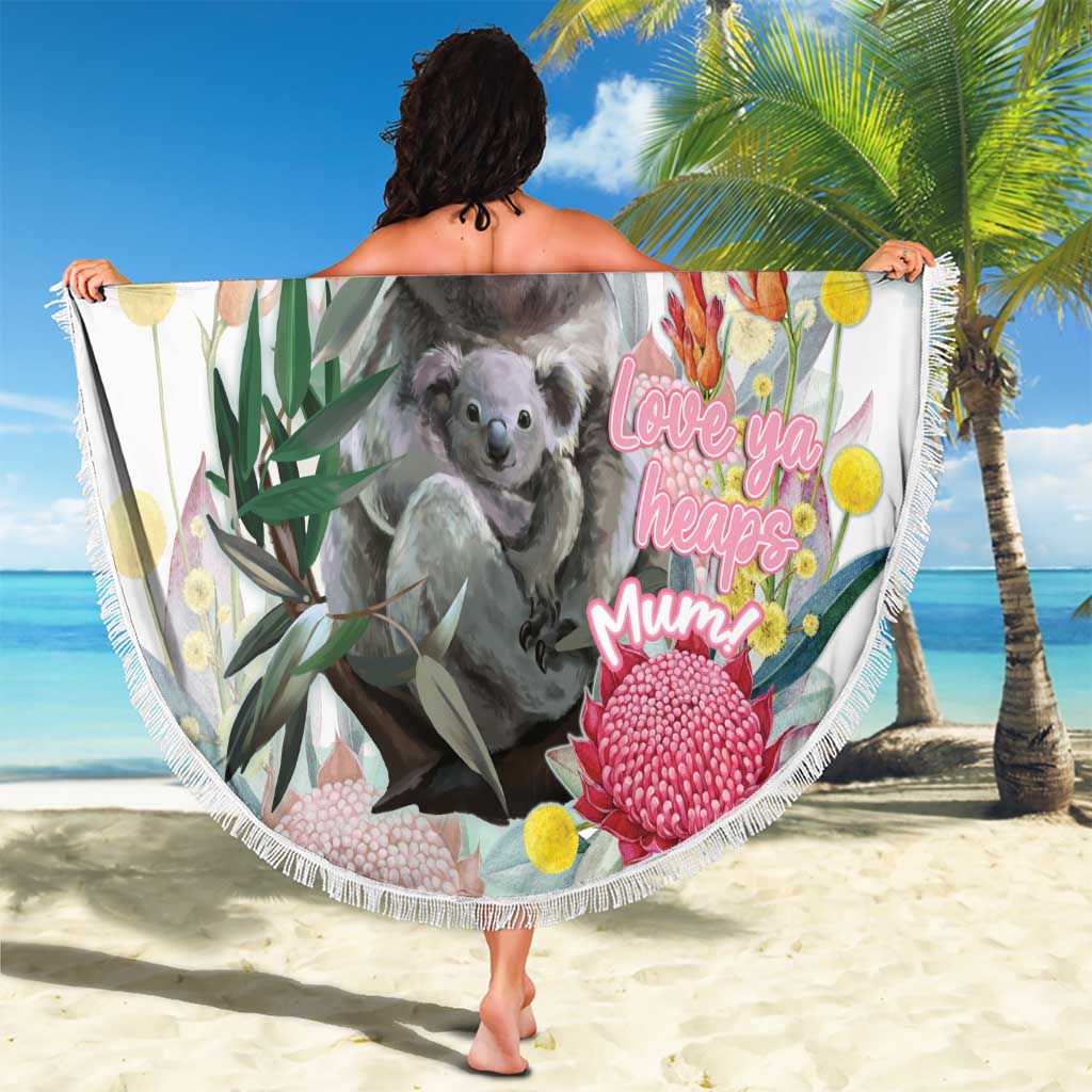 Koala Australia Mother's Day Personalised Beach Blanket Love ya Heaps Mum Watercolor