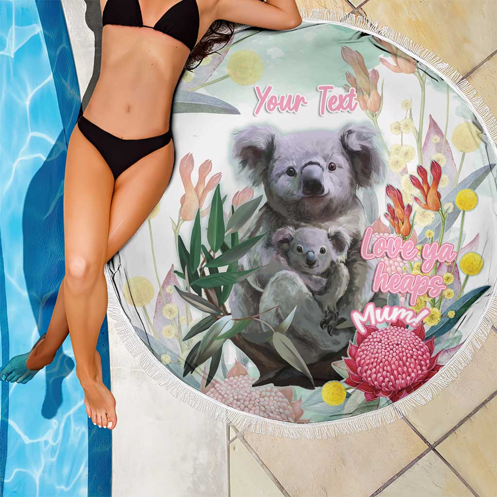 Koala Australia Mother's Day Personalised Beach Blanket Love ya Heaps Mum Watercolor