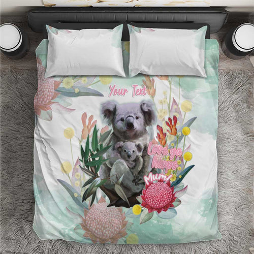 Koala Australia Mother's Day Personalised Bedding Set Love ya Heaps Mum Watercolor