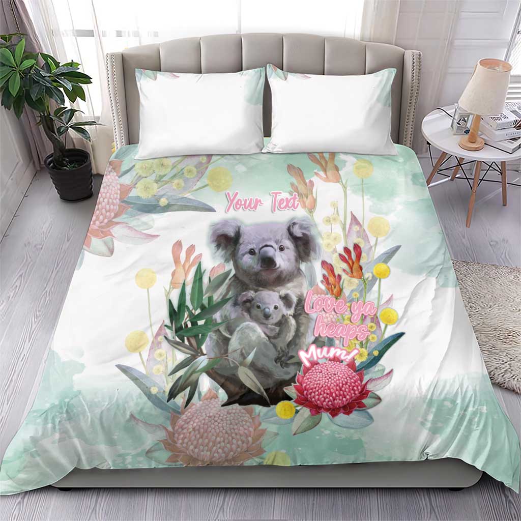 Koala Australia Mother's Day Personalised Bedding Set Love ya Heaps Mum Watercolor