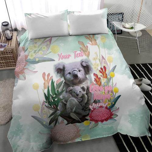 Koala Australia Mother's Day Personalised Bedding Set Love ya Heaps Mum Watercolor