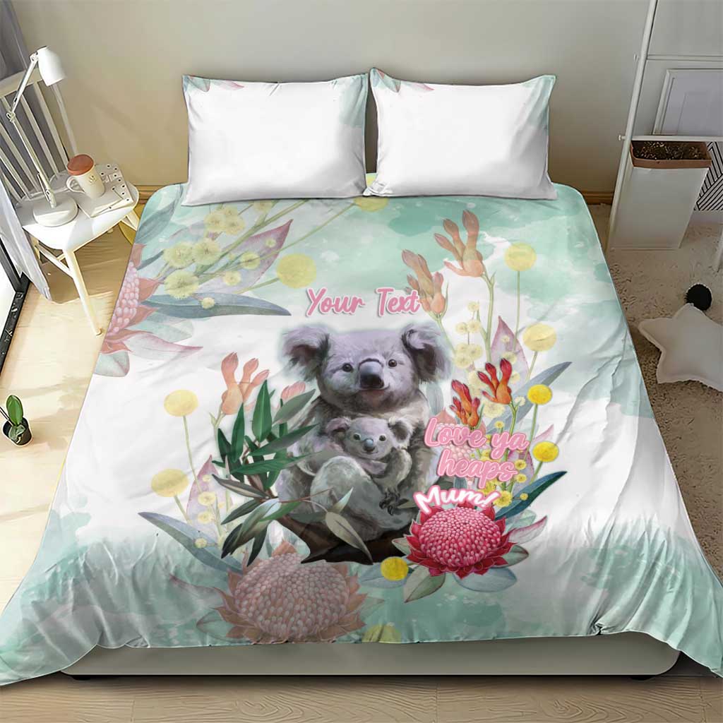 Koala Australia Mother's Day Personalised Bedding Set Love ya Heaps Mum Watercolor