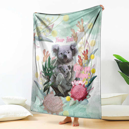 Koala Australia Mother's Day Personalised Blanket Love ya Heaps Mum Watercolor