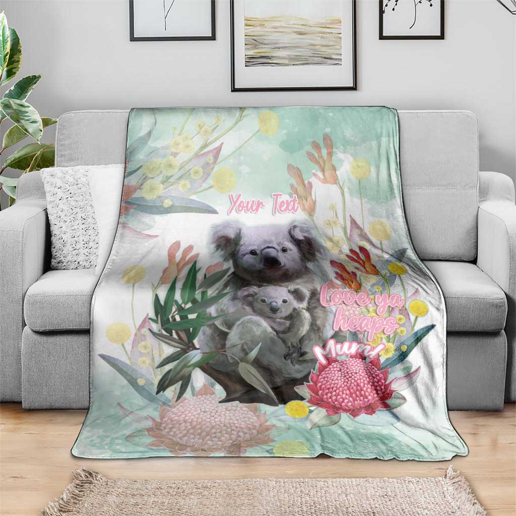 Koala Australia Mother's Day Personalised Blanket Love ya Heaps Mum Watercolor