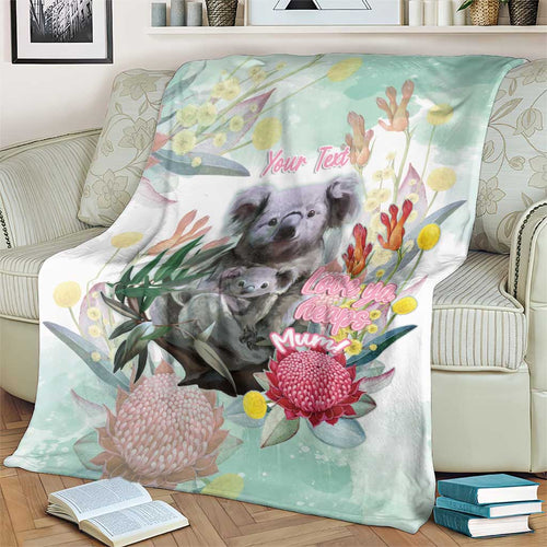 Koala Australia Mother's Day Personalised Blanket Love ya Heaps Mum Watercolor