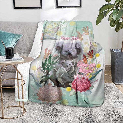 Koala Australia Mother's Day Personalised Blanket Love ya Heaps Mum Watercolor
