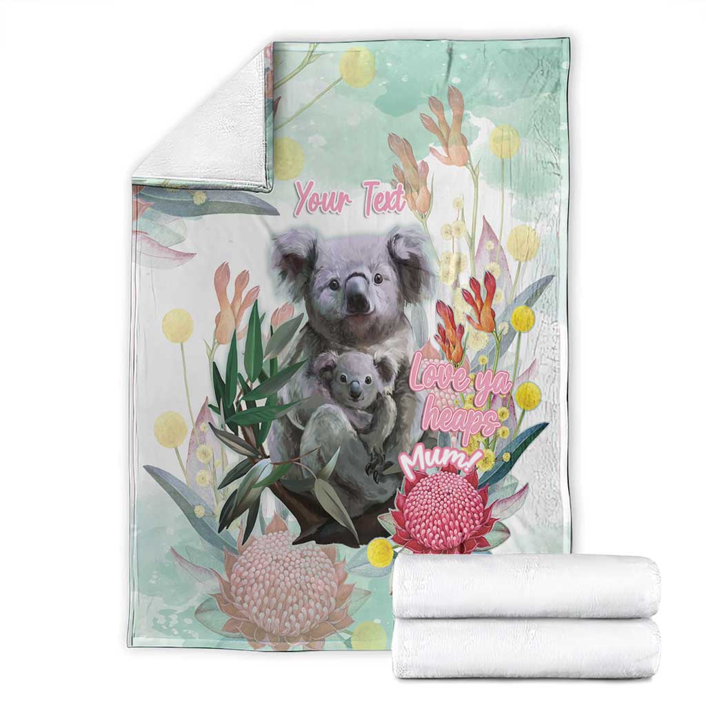 Koala Australia Mother's Day Personalised Blanket Love ya Heaps Mum Watercolor