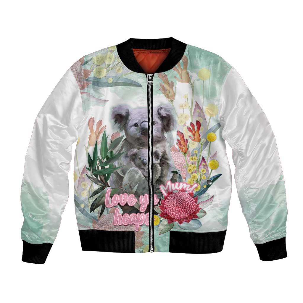 Koala Australia Mother's Day Personalised Bomber Jacket Love ya Heaps Mum Watercolor