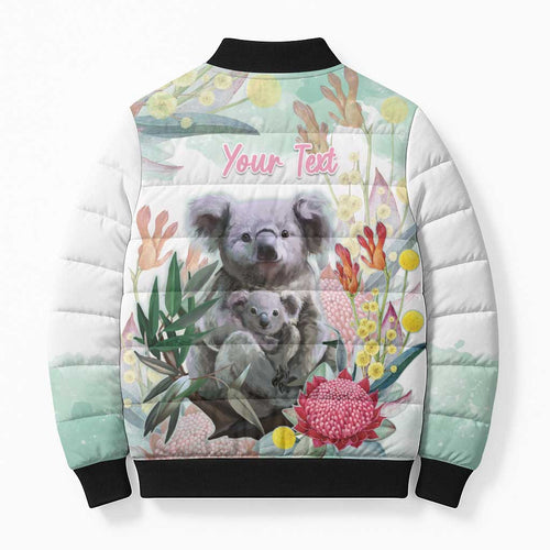 Koala Australia Mother's Day Personalised Bomber Puffer Jacket Love ya Heaps Mum Watercolor