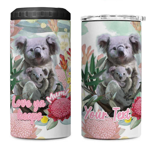 Koala Australia Mother's Day Personalised 4 in 1 Can Cooler Tumbler Love ya Heaps Mum Watercolor