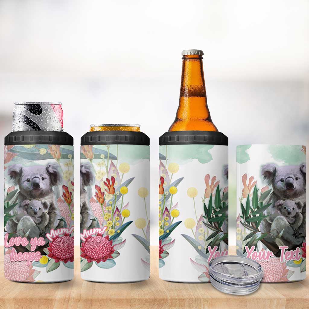 Koala Australia Mother's Day Personalised 4 in 1 Can Cooler Tumbler Love ya Heaps Mum Watercolor