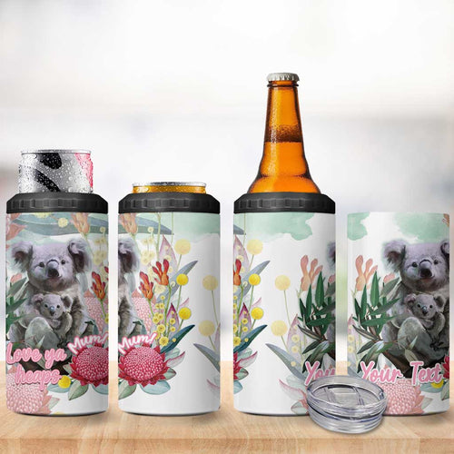 Koala Australia Mother's Day Personalised 4 in 1 Can Cooler Tumbler Love ya Heaps Mum Watercolor