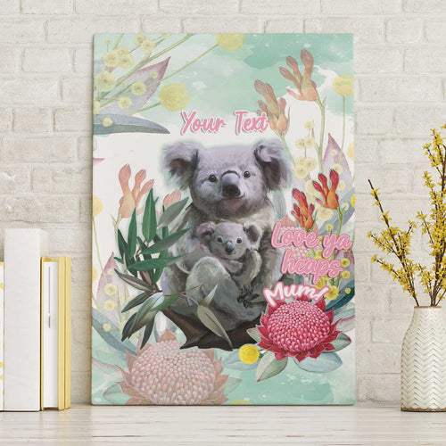 Koala Australia Mother's Day Personalised Canvas Wall Art Love ya Heaps Mum Watercolor