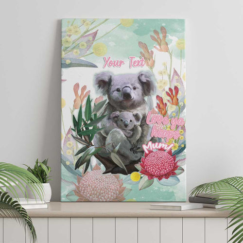 Koala Australia Mother's Day Personalised Canvas Wall Art Love ya Heaps Mum Watercolor
