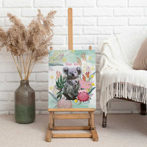 Koala Australia Mother's Day Personalised Canvas Wall Art Love ya Heaps Mum Watercolor