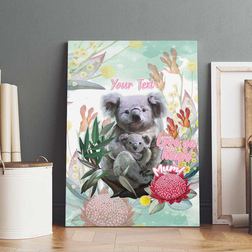 Koala Australia Mother's Day Personalised Canvas Wall Art Love ya Heaps Mum Watercolor