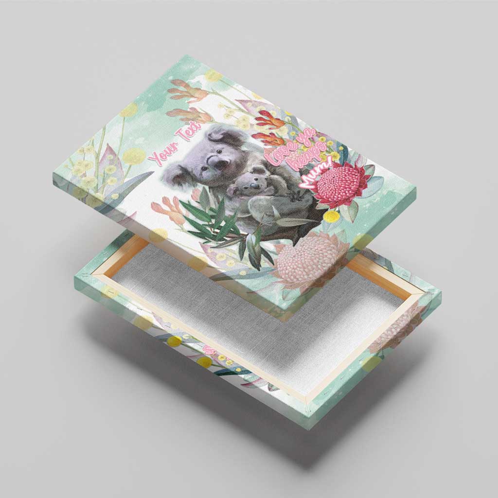 Koala Australia Mother's Day Personalised Canvas Wall Art Love ya Heaps Mum Watercolor