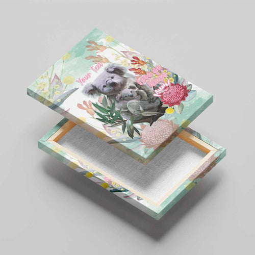 Koala Australia Mother's Day Personalised Canvas Wall Art Love ya Heaps Mum Watercolor