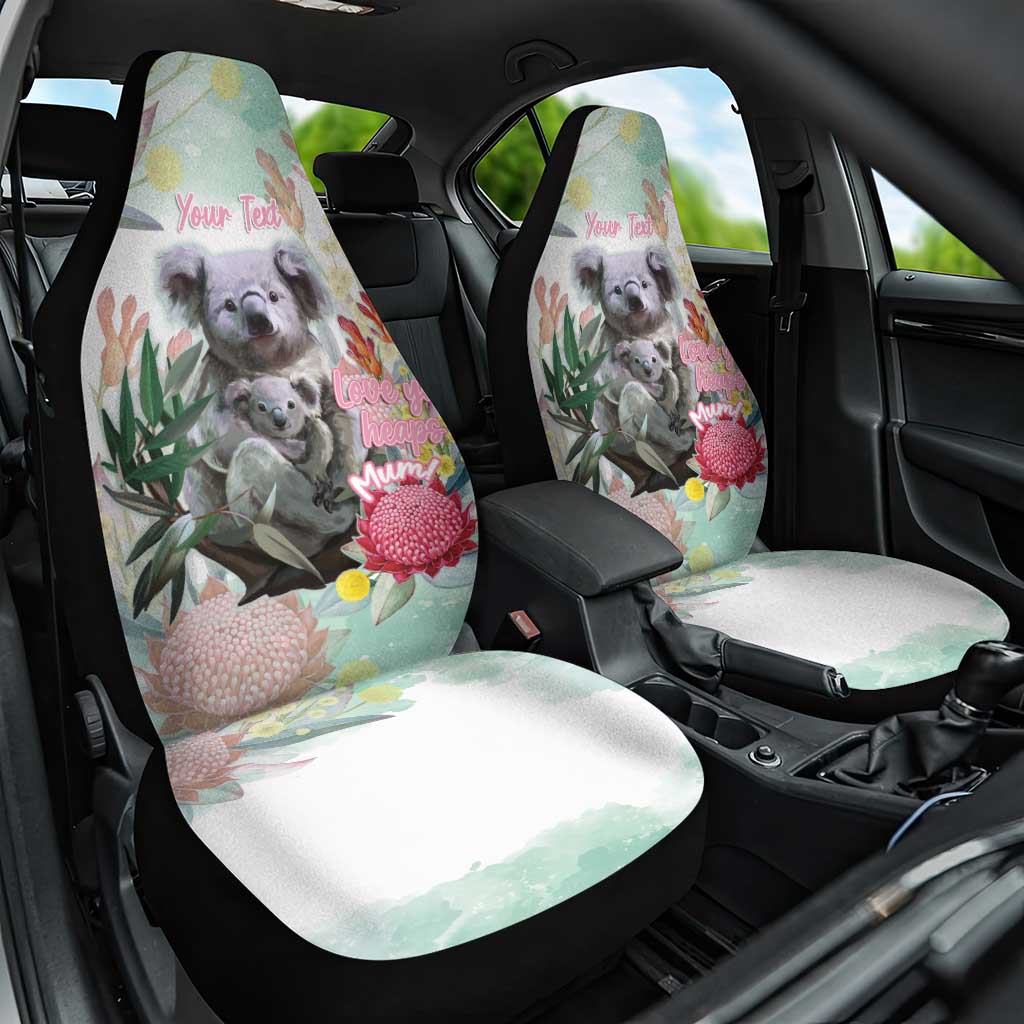 Koala Australia Mother's Day Personalised Car Seat Cover Love ya Heaps Mum Watercolor