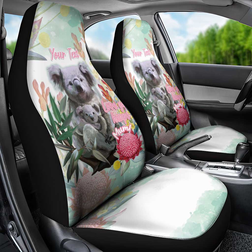 Koala Australia Mother's Day Personalised Car Seat Cover Love ya Heaps Mum Watercolor