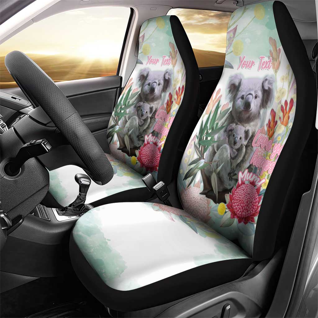 Koala Australia Mother's Day Personalised Car Seat Cover Love ya Heaps Mum Watercolor