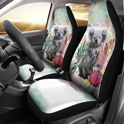 Koala Australia Mother's Day Personalised Car Seat Cover Love ya Heaps Mum Watercolor
