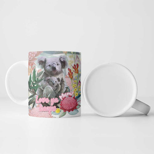 Koala Australia Mother's Day Personalised Ceramic Mug Love ya Heaps Mum Watercolor