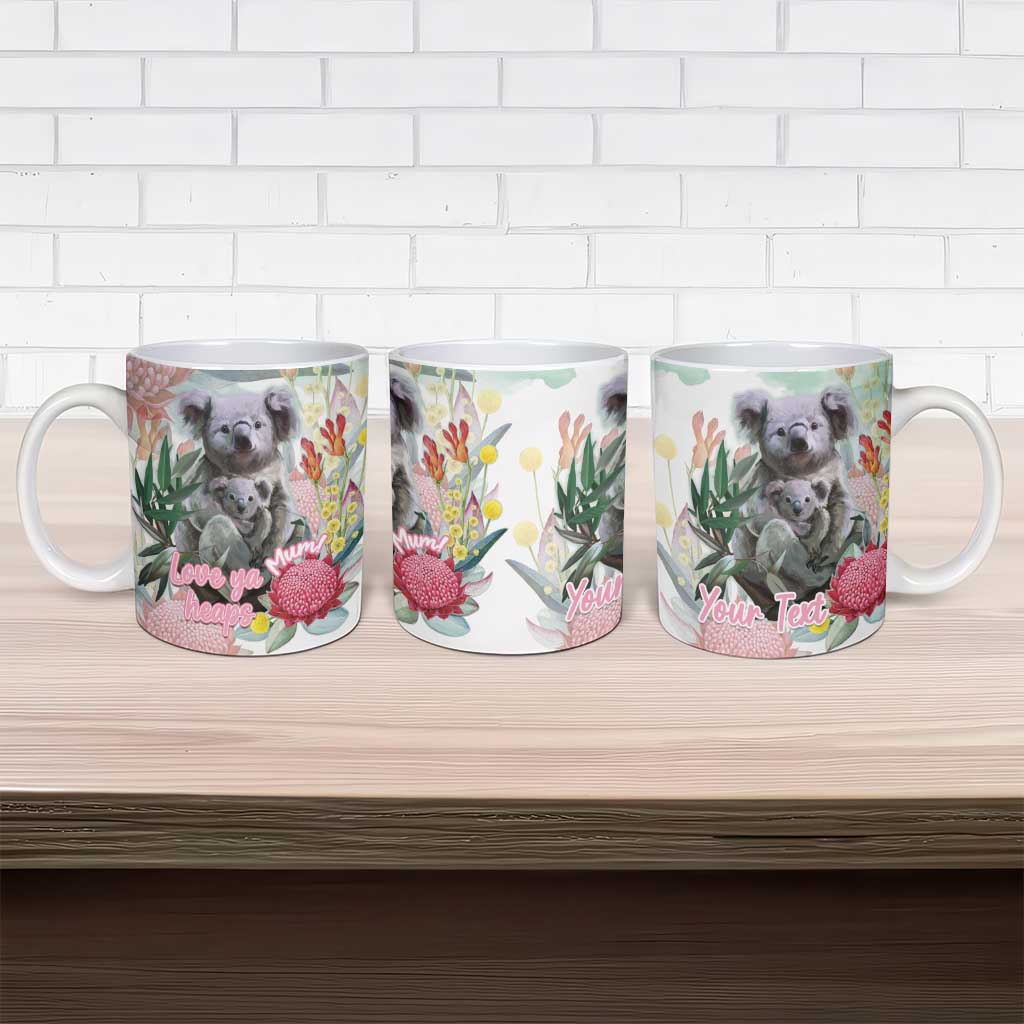 Koala Australia Mother's Day Personalised Ceramic Mug Love ya Heaps Mum Watercolor