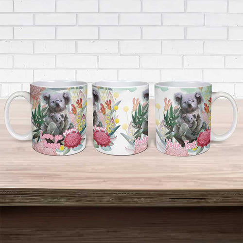 Koala Australia Mother's Day Personalised Ceramic Mug Love ya Heaps Mum Watercolor
