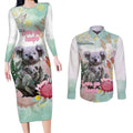 Koala Australia Mother's Day Personalised Couples Matching Long Sleeve Bodycon Dress and Long Sleeve Button Shirt Love ya Heaps Mum Watercolor