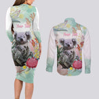 Koala Australia Mother's Day Personalised Couples Matching Long Sleeve Bodycon Dress and Long Sleeve Button Shirt Love ya Heaps Mum Watercolor