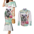 Koala Australia Mother's Day Personalised Couples Matching Mermaid Dress and Long Sleeve Button Shirt Love ya Heaps Mum Watercolor